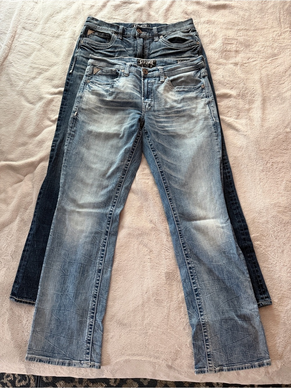 Salvage Men Jeans Straight in Dark Blue and Light Blue